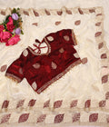 PALLU MULTI EMBROIDERY WORK WITH SEQUENCE BUTTI SAREE AT WHOLESALE PRICE - CREAM