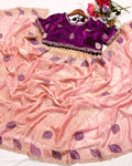 PALLU MULTI EMBROIDERY WORK WITH SEQUENCE BUTTI SAREE AT WHOLESALE PRICE  - PEACH