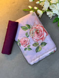 BEAUTIFUL ORGANZA FLOWER HANDWORK SAREE - LIGHTPINK