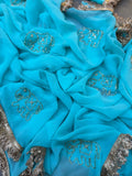 SOFT GEORGETTE FABRIC ALONG WITH RUNNING CUTTA DANA SLEEV WORK WITH ATTACHÉ LACE