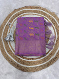 Pure Naylon kadi Creap Georgette jangal theem meenakari jaqurad weveing body ,border with Rich pallu - LIGHT PURPLE