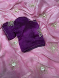 RICH HANDWORK CUT DANA ALL OVER WITH BEADS HANDWORK ALL OVER PALLU AND SKIRT RICH COOL COLOR LIGHT PINK