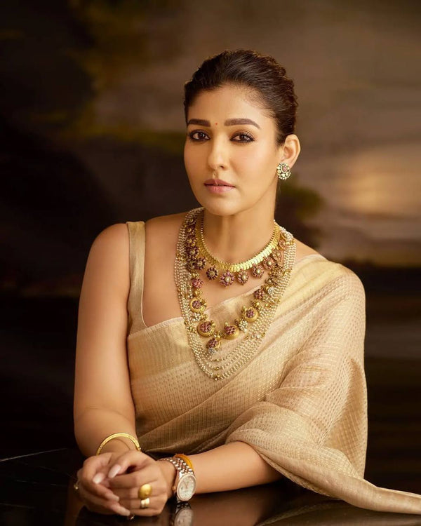 Nayanthara Maam Inspired Kanjivaram Tissue Saree