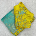 Party Wear Embroidery Work Saree With Golden Border - SKYE BLUE