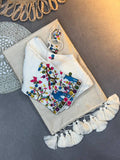 Handloom Khadi Cotton Saree in Off - white Embroidered White Blouse