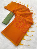 *✨ Elegant Two-Tone orange Banarasi Handloom Silk Saree -✨*