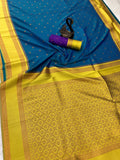 Beleaguer Royal Soft Banarasi Silk rama Saree With Demanding Blouse Piece