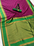 Beleaguer Royal Soft Banarasi Silk wine  Saree With Demanding Blouse Piece