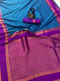 Beleaguer Royal Soft Banarasi Silk sky blue Saree With Demanding Blouse Piece