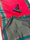 Beleaguer Royal Soft Banarasi Silk magenta Saree With Demanding Blouse Piece