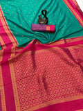Beleaguer Royal Soft Banarasi Silk sea grenn Saree With Demanding Blouse Piece