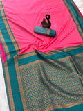 Beleaguer Royal Soft Banarasi Silk pink Saree With Demanding Blouse Piece