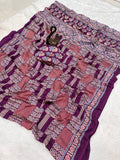Redolent + Ajrakh Printed Gajji Soft Silk Saree With Deserving Blouse Piece -  DARK PINK