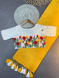 Handloom Khadi Cotton Yellow Saree With Rich looking Blouse