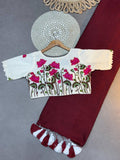 Handloom Khadi Cotton Maroon  Saree With Rich looking Blouse