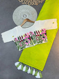Handloom Khadi Cotton Parrot Saree With Rich looking Blouse