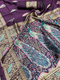 Opulent wine  Soft BanarasI Silk Saree With Ephemeral Blouse Piece