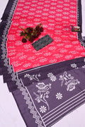 New One Minute Ready To Wear Pure Soft Mul Cotton Silk Parrot Saree With Pocket Along With Running Unstiched Blouse Piece