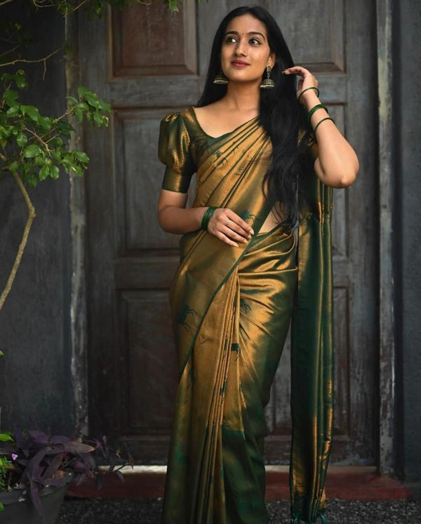 Traditional Kanjivaram Woven Silk Saree With Blouse Piece