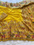 Redolent Rajwadi Pashmina  Saree With Embrocation Blouse Piece - YELLOW