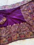 Redolent Rajwadi Pashmina  Saree With Embrocation Blouse Piece - PURPLE