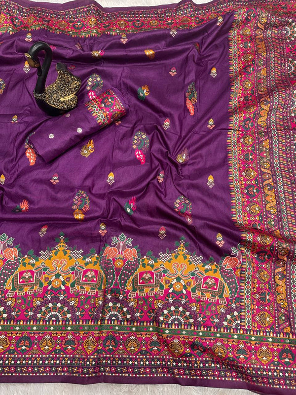 Glamorous  Pashmina Saree With Pulsating Blouse Piece