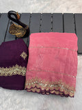 SOFT BEAUTIFUL AND CAPTIVATING DESIGNER SEQUINS EMBROIDERY SAREE - PINK