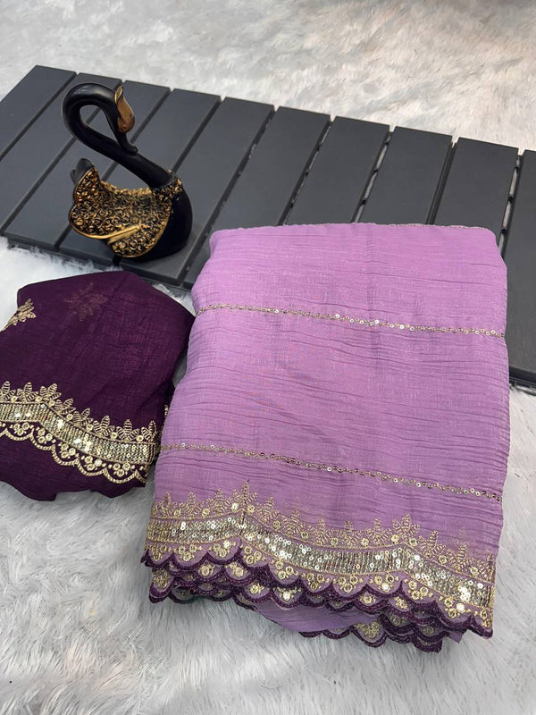SOFT BEAUTIFUL AND CAPTIVATING DESIGNER SEQUINS EMBROIDERY SAREE