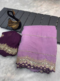 SOFT BEAUTIFUL AND CAPTIVATING DESIGNER SEQUINS EMBROIDERY SAREE - PURPLE