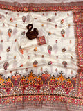 Glamorous  Pashmina Saree With Pulsating Blouse Piece - WHITE
