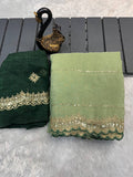 SOFT BEAUTIFUL AND CAPTIVATING DESIGNER SEQUINS EMBROIDERY SAREE -PISTA