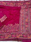Redolent Rajwadi Pashmina  Saree With Embrocation Blouse Piece - RANI PINK