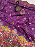 Glamorous  Pashmina Saree With Pulsating Blouse Piece - PURPLE