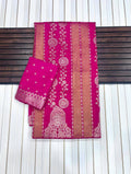 Majestic Pink Banarasi Silk Saree with Intricate Meenakari-Style Zari Weaving