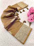 yellow Banarasi Soft Silk Sarees with Golden Zari
