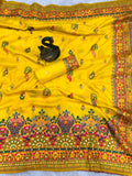 Glamorous  Pashmina Saree With Pulsating Blouse Piece - YELLOW